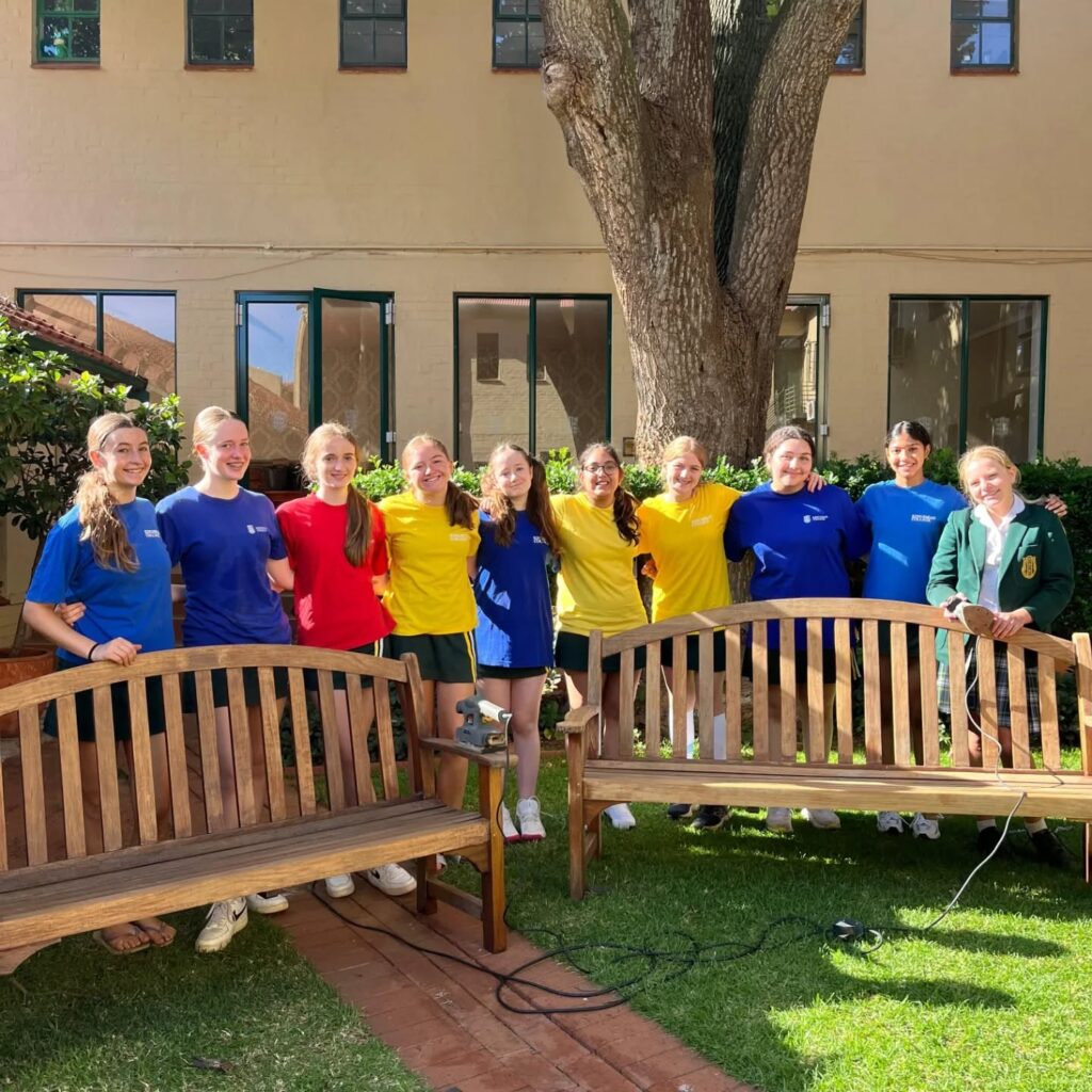The DIY students restore two benches
